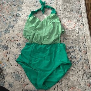 Raising Wild One Piece Swim Suit Mint and Kelly Green